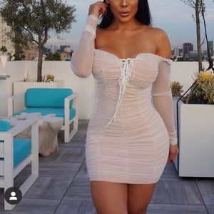Fashion nova medium white mini dress runs small
